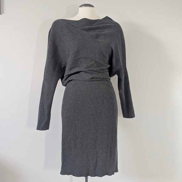 Colleta Off-Shoulder Sweater Dress Grey Banana Republic Large - Picture 1 of 4